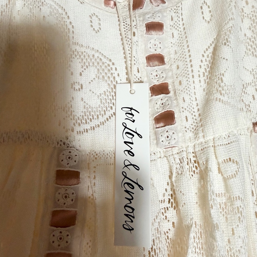 NWT For Love And Lemons Charlotte Cream Pink Maxi Dress - Picture 5 of 7